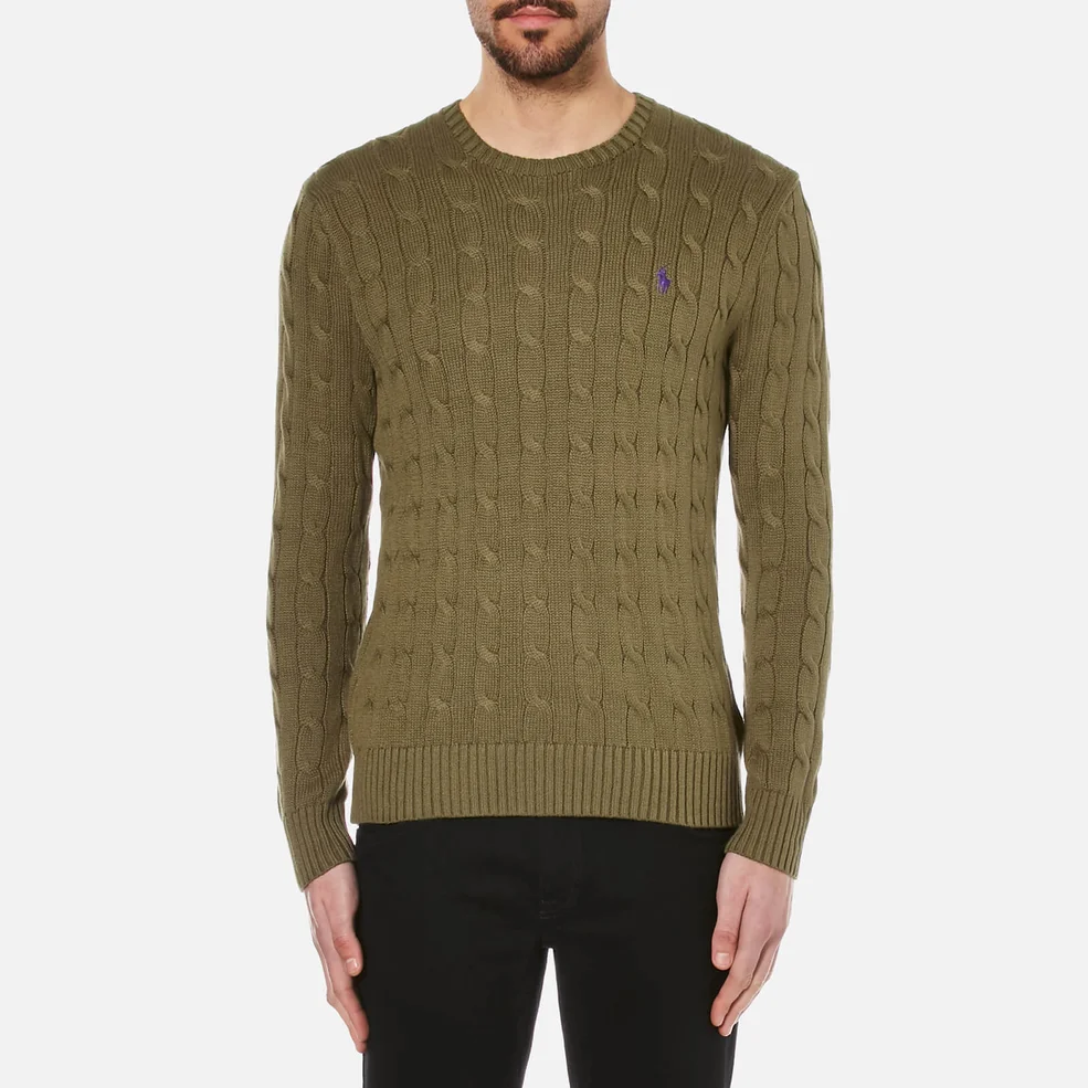 Polo Ralph Lauren Men's Crew Neck Cable Knitted Jumper - New Olive Image 1
