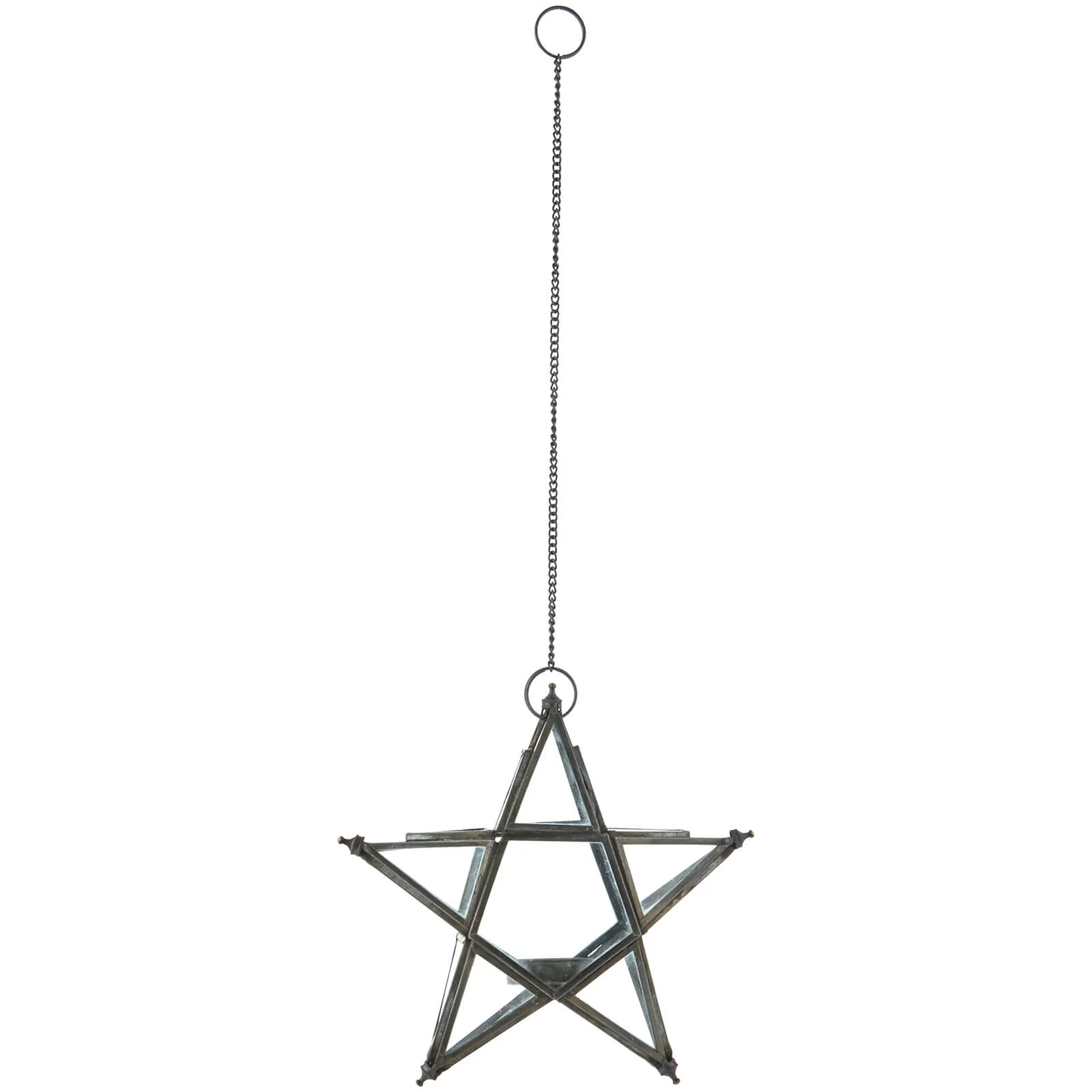 Nkuku Small Glass Hanging Star - Antique Zinc Image 1