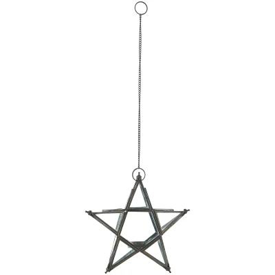 Nkuku Small Glass Hanging Star - Antique Zinc