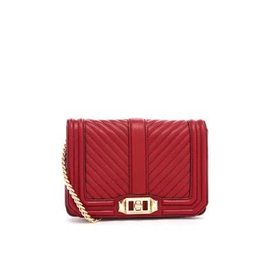 Rebecca Minkoff Women's Chevron Quilted Small Love Cross Body Bag - Deep Red
