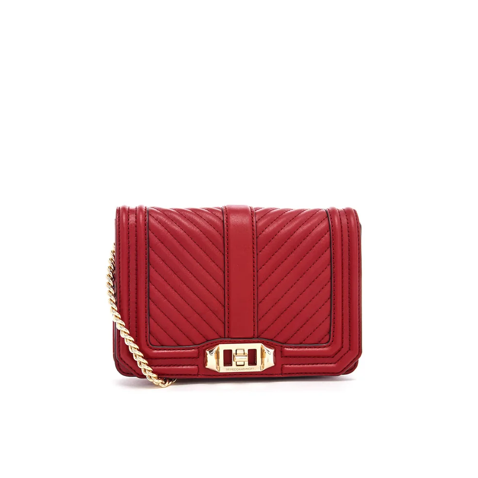 Rebecca Minkoff Women's Chevron Quilted Small Love Cross Body Bag - Deep Red Image 1