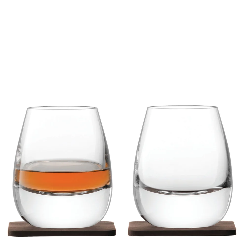 LSA Whisky Islay Tumblers & Walnut Coasters - 250ml - Set of 2 Image 1