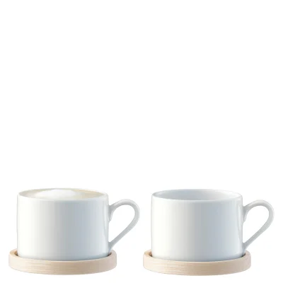 LSA Circle Tea & Coffee Cups with Ash Saucers - 0.25L - Set of 2