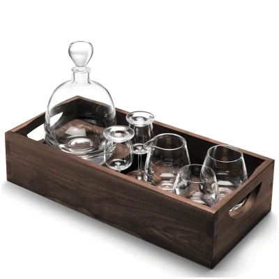 LSA Whisky Islay Connoisseur Set Clear With Walnut Tray - 44cm
