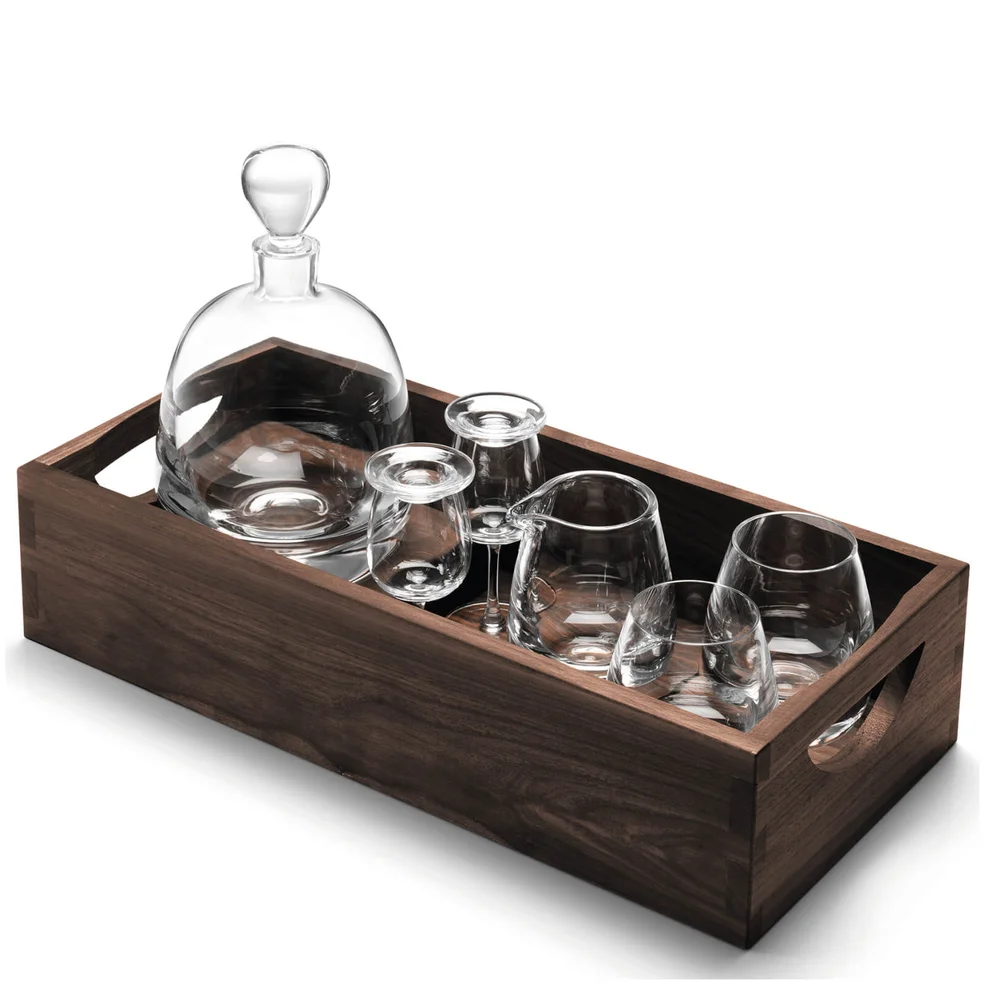LSA Whisky Islay Connoisseur Set Clear With Walnut Tray - 44cm Image 1