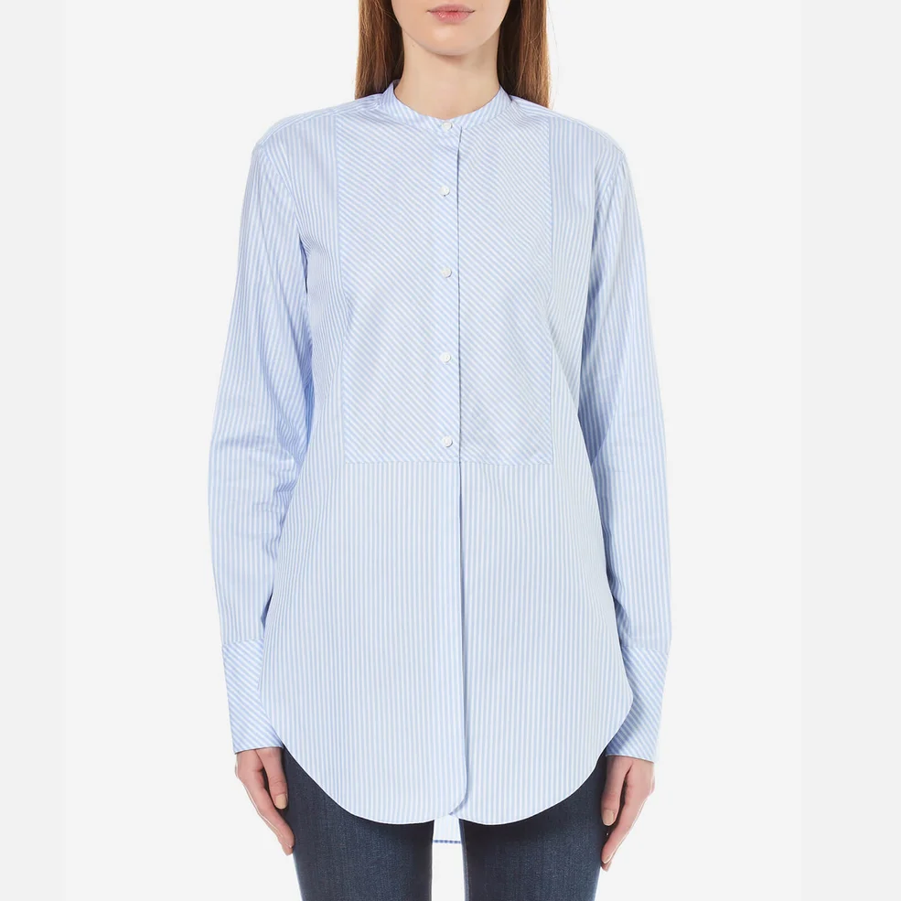 Helmut Lang Women's Oxford Tuxedo Shirt - Medium Blue Image 1
