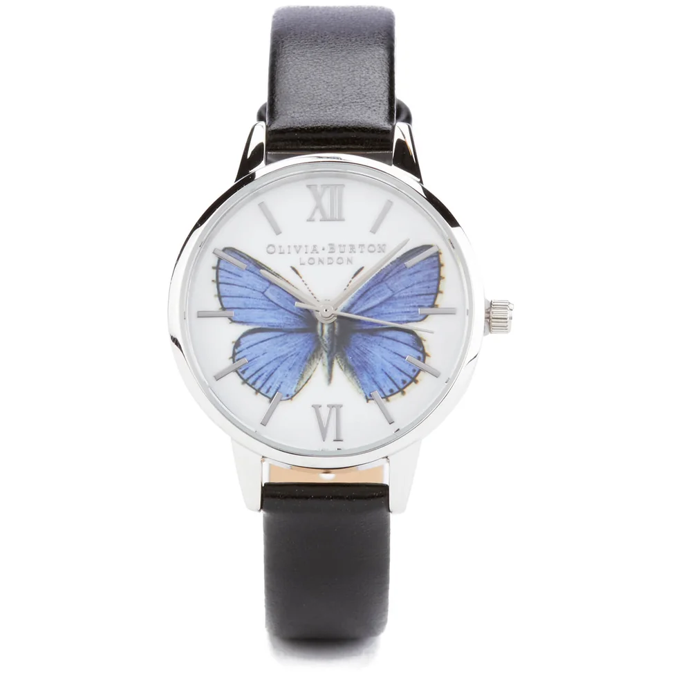 Olivia Burton Woodland Vegan Friendly Butterfly Watch - Black and Silver Image 1