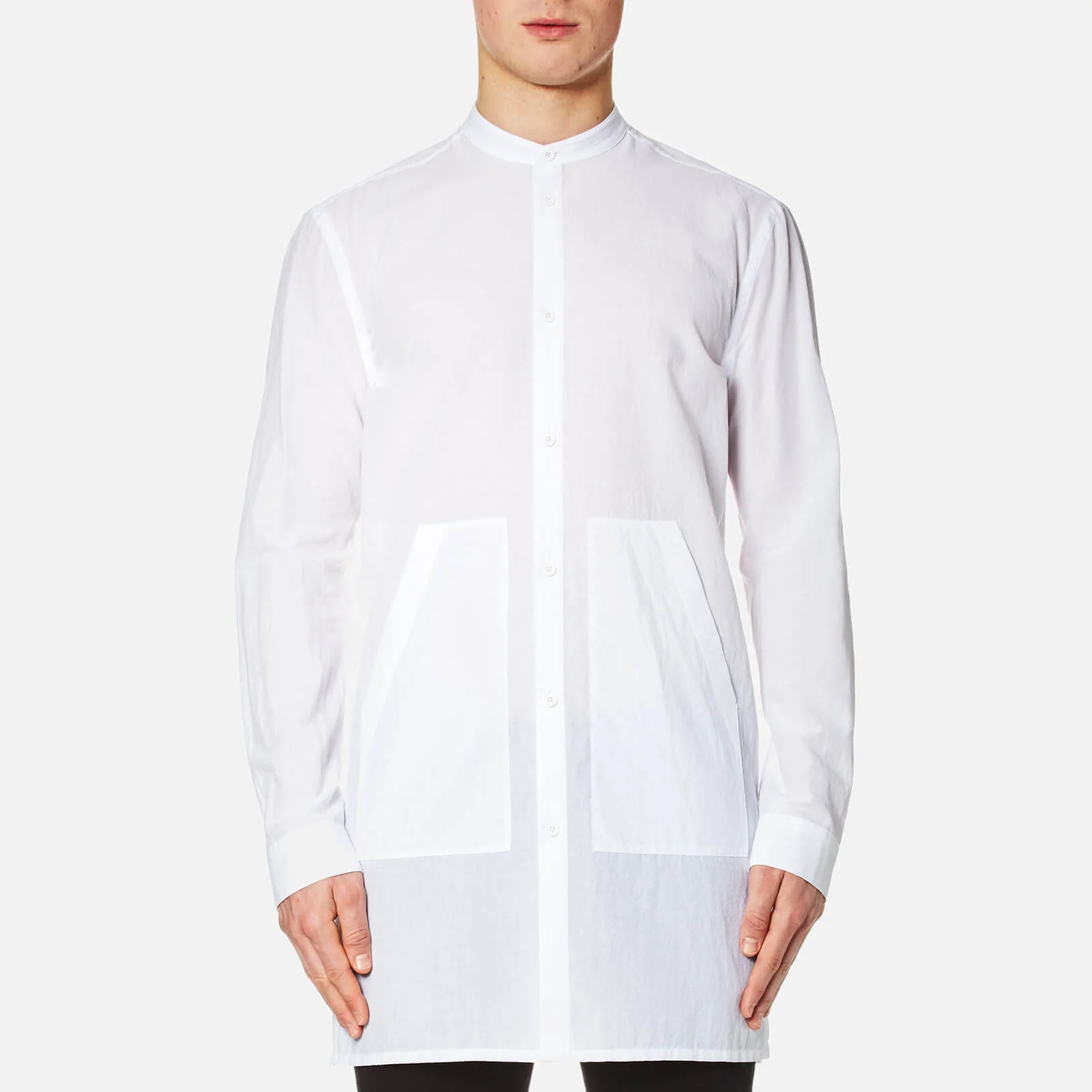 Helmut Lang Men's Mandarin Collar Long Shirt - Optic White Image 1
