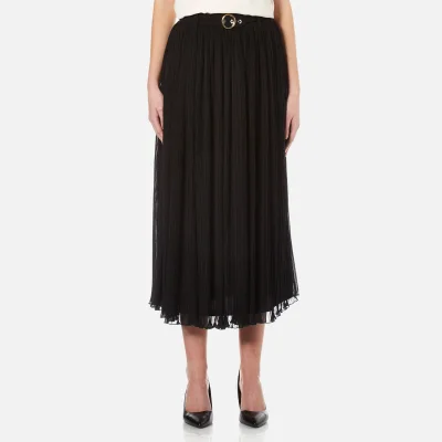 KENZO Women's Pleated Poly Chiffon Midi Skirt - Black