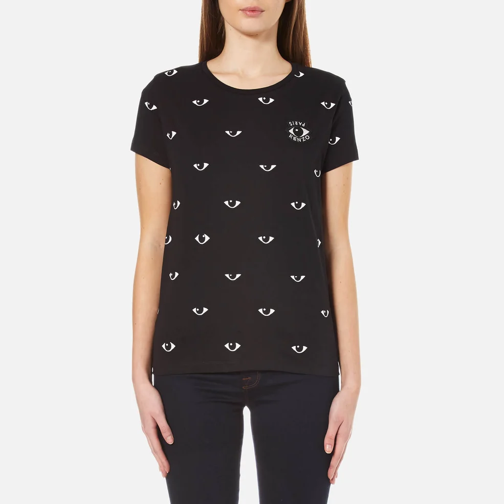 KENZO Women's Allover Eyes Printed Cotton T-Shirt - Black Image 1
