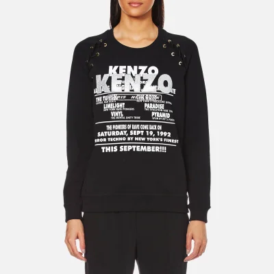 KENZO Women's Light Brushed Molleton Lace Tie Glitter Sweatshirt - Black
