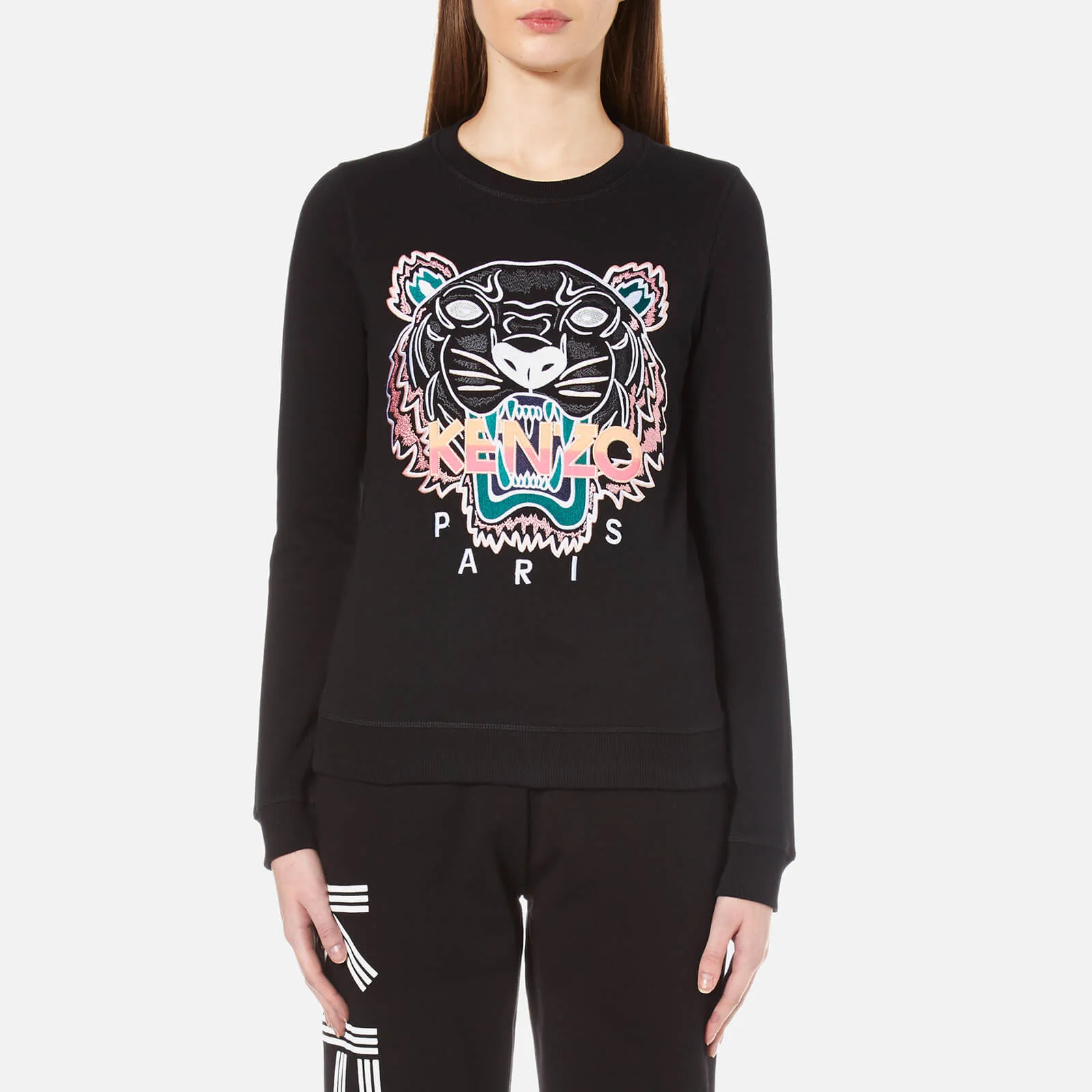 KENZO Women's Embroidered Tiger Cotton Molleton Sweatshirt - Black Image 1