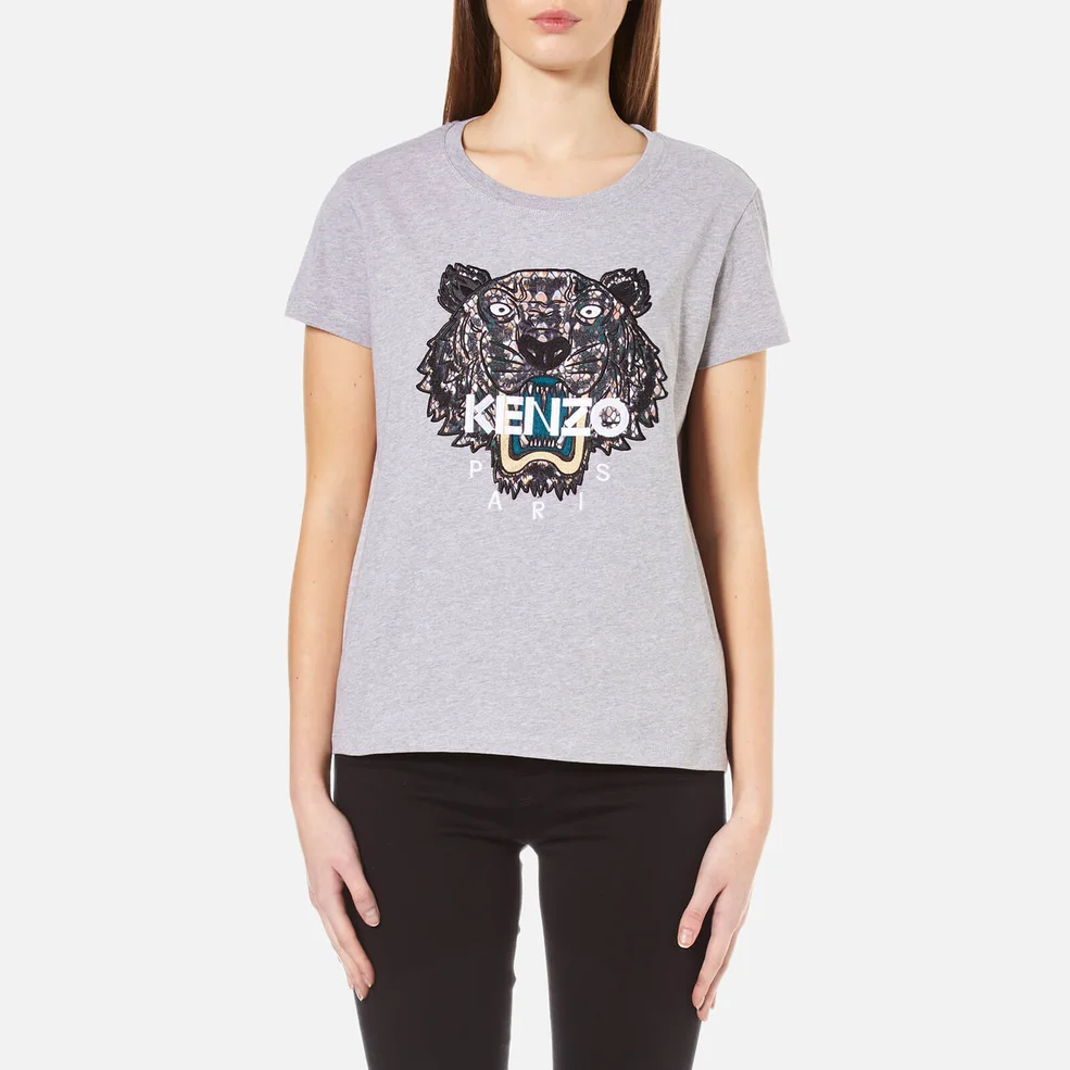 KENZO Women's Snake X Tiger Embroidery T-Shirt - Grey Image 1