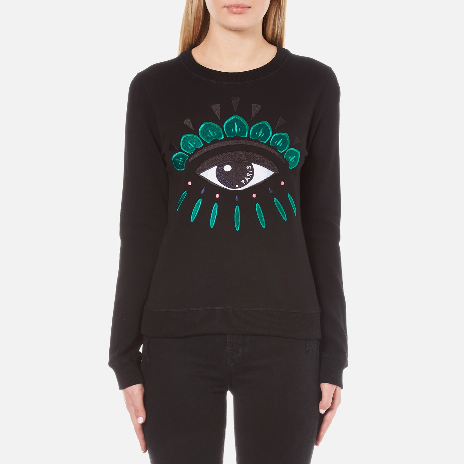 KENZO Women's Embroidered Eye On Light Cotton Molleton Sweatshirt - Black Image 1
