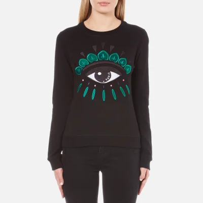 KENZO Women's Embroidered Eye On Light Cotton Molleton Sweatshirt - Black