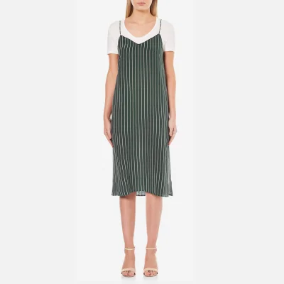 Ganni Women's Elmira Silk Stripe Slip Dress - Pine Grove Stripe