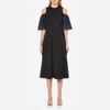 Ganni Women's Rogers Cold Shoulder Dress - Black/Total Eclipse - Image 1