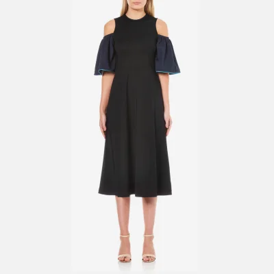 Ganni Women's Rogers Cold Shoulder Dress - Black/Total Eclipse