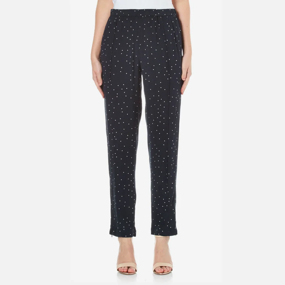 Ganni Women's Rosemont Crepe Dotted Trousers - Dotted Eclipse Image 1