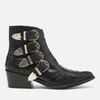 Toga Pulla Women's Buckle Side Mix Leather Heeled Ankle Boots - Black - Image 1