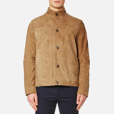 Michael Kors Men's Leather Harrington Jacket - Khaki