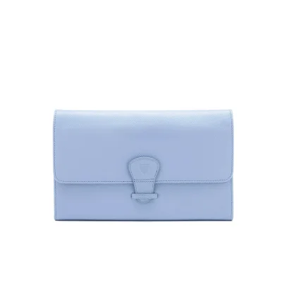 Aspinal of London Women's Classic Travel Smooth Silver Suede Wallet - Blue