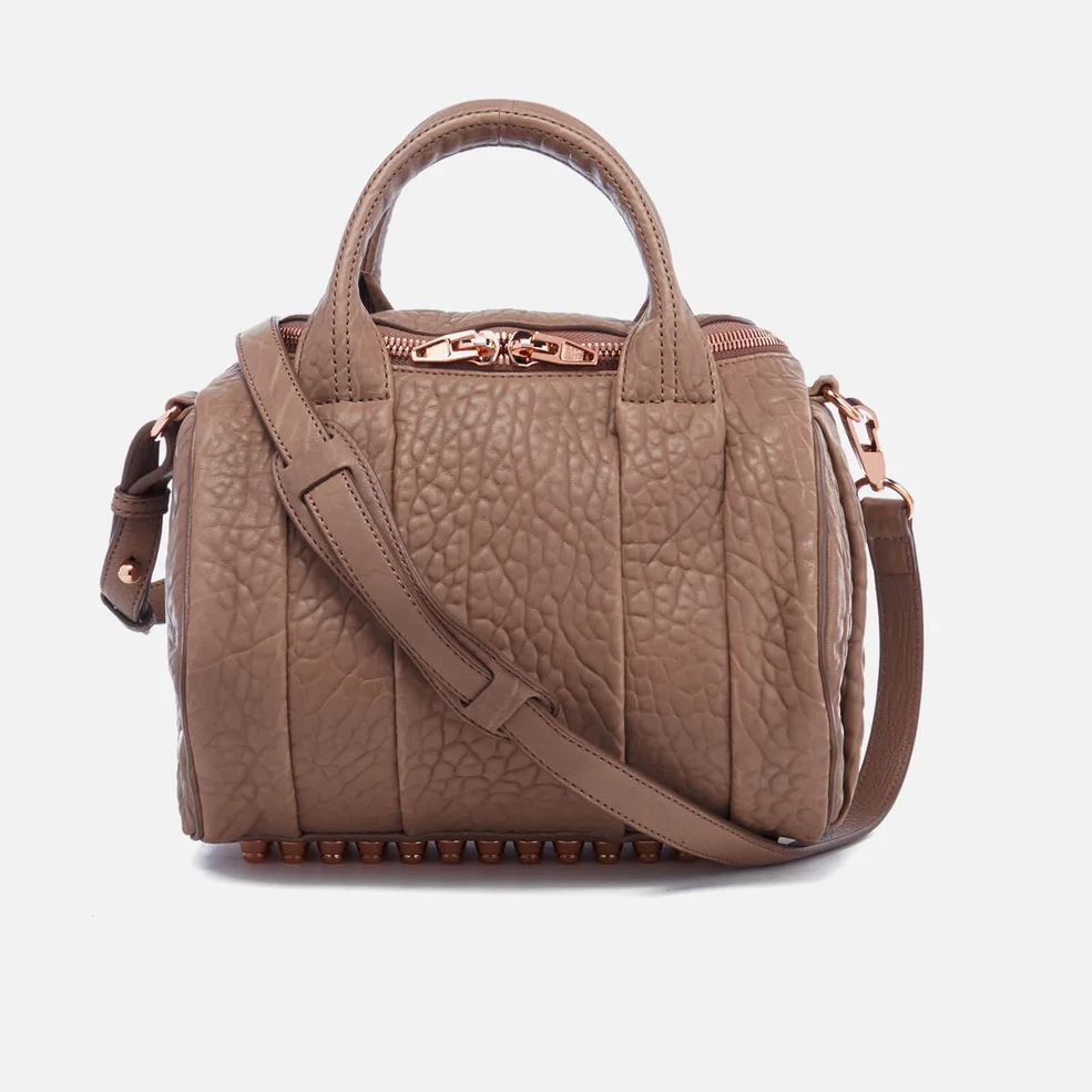 Alexander Wang Women's Rockie Pebbled Leather Stud Detail Bowler Bag - Latte Image 1