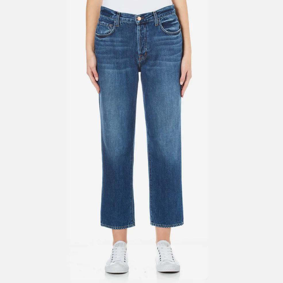 J Brand Women's Ivy High Rise Super Soft Denim Crop Straight Jeans - Entice Image 1