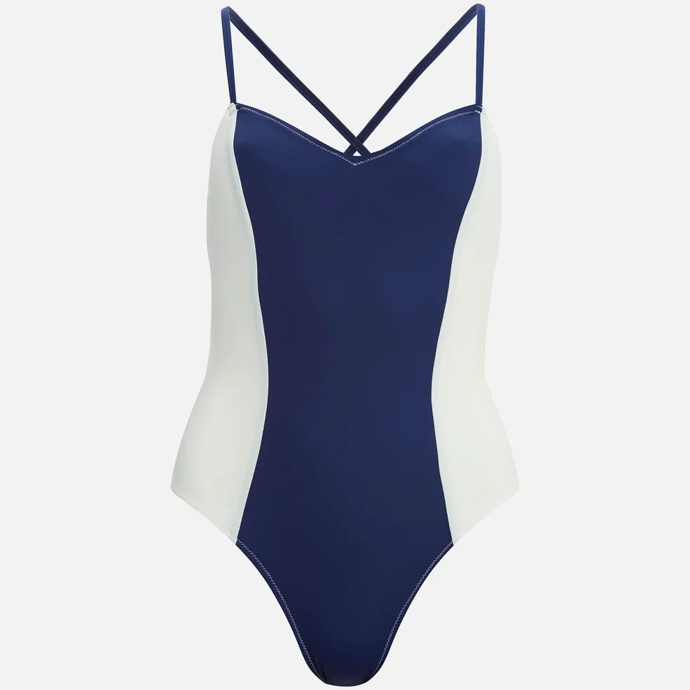 Solid & Striped Women's The Diana Swimsuit - Navy/Cream Image 1