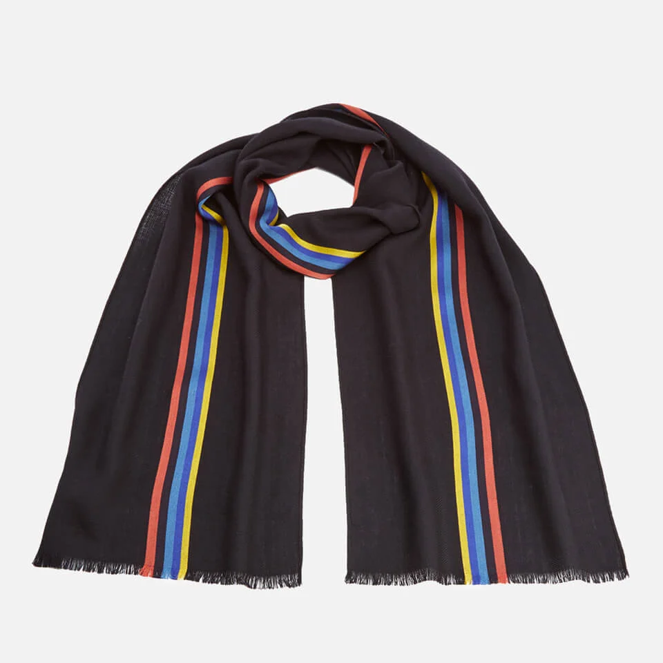 Paul Smith Men's Central Stripe Wool Scarf - Navy Image 1