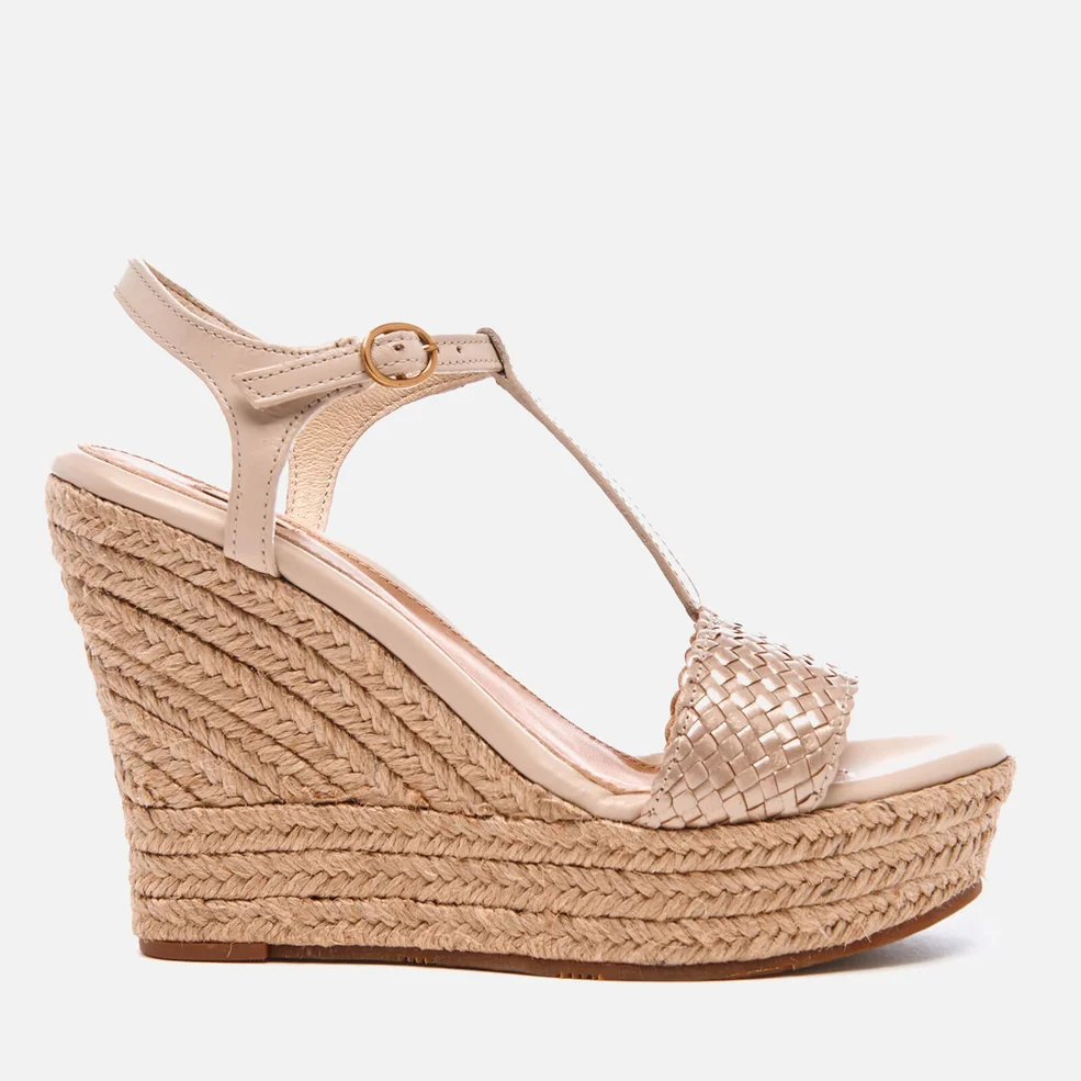 UGG Women's Fitchie II T-Strap Jute Wedged Espadrille Sandals - Soft Gold Image 1