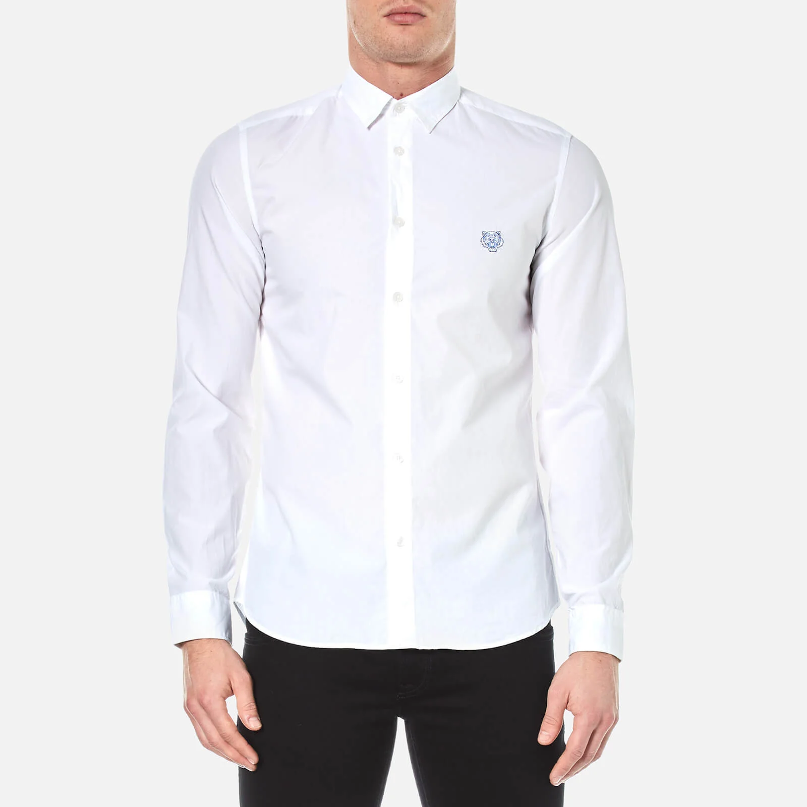 KENZO Men's Slim Fit Poplin Tiger Shirt - White Image 1
