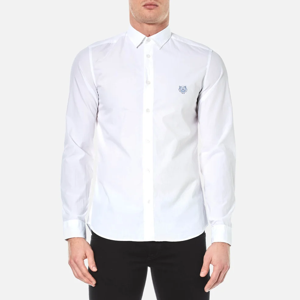 KENZO Men's Slim Fit Poplin Tiger Shirt - White Image 1