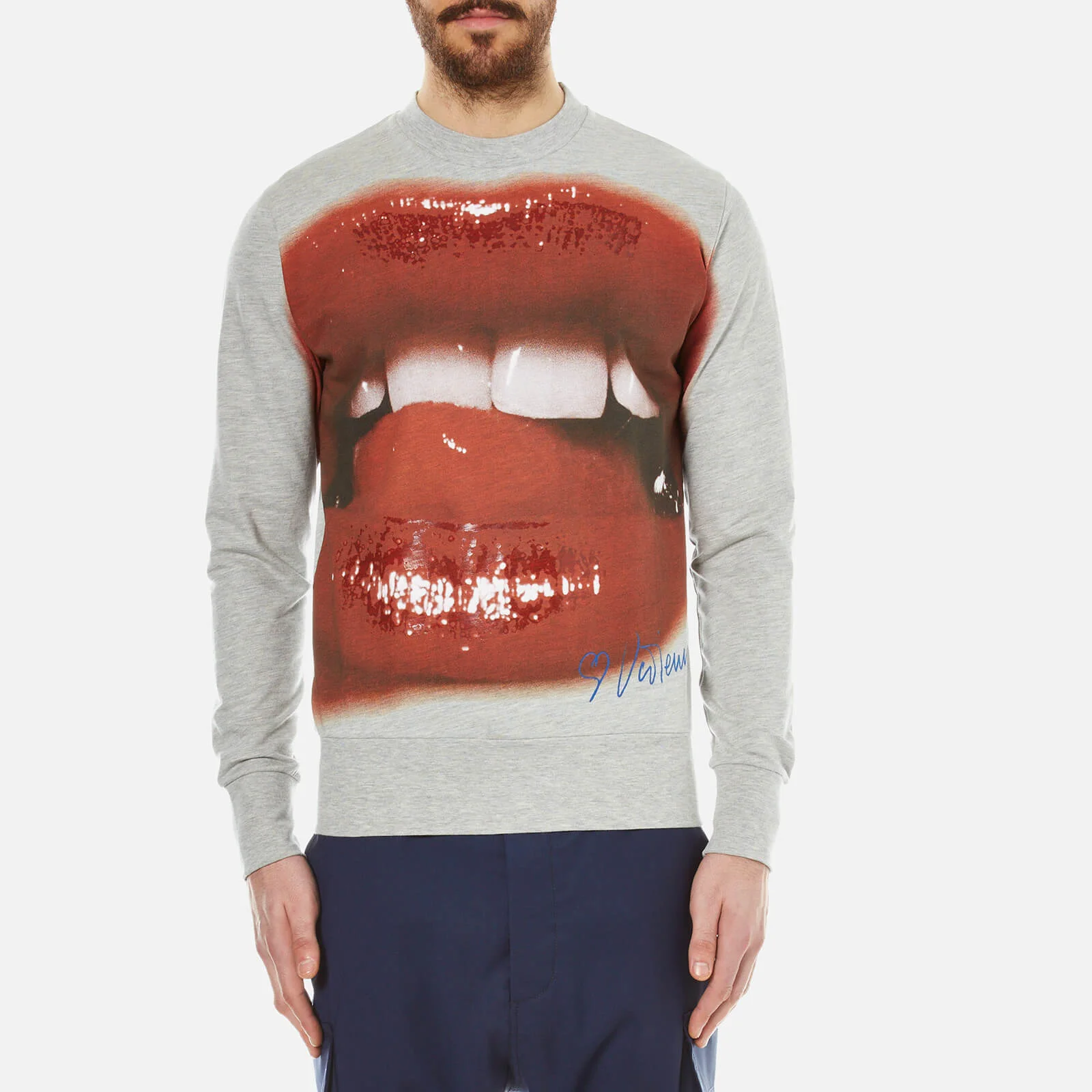 Vivienne Westwood Men's Lips Sweatshirt - Grey Melange Image 1