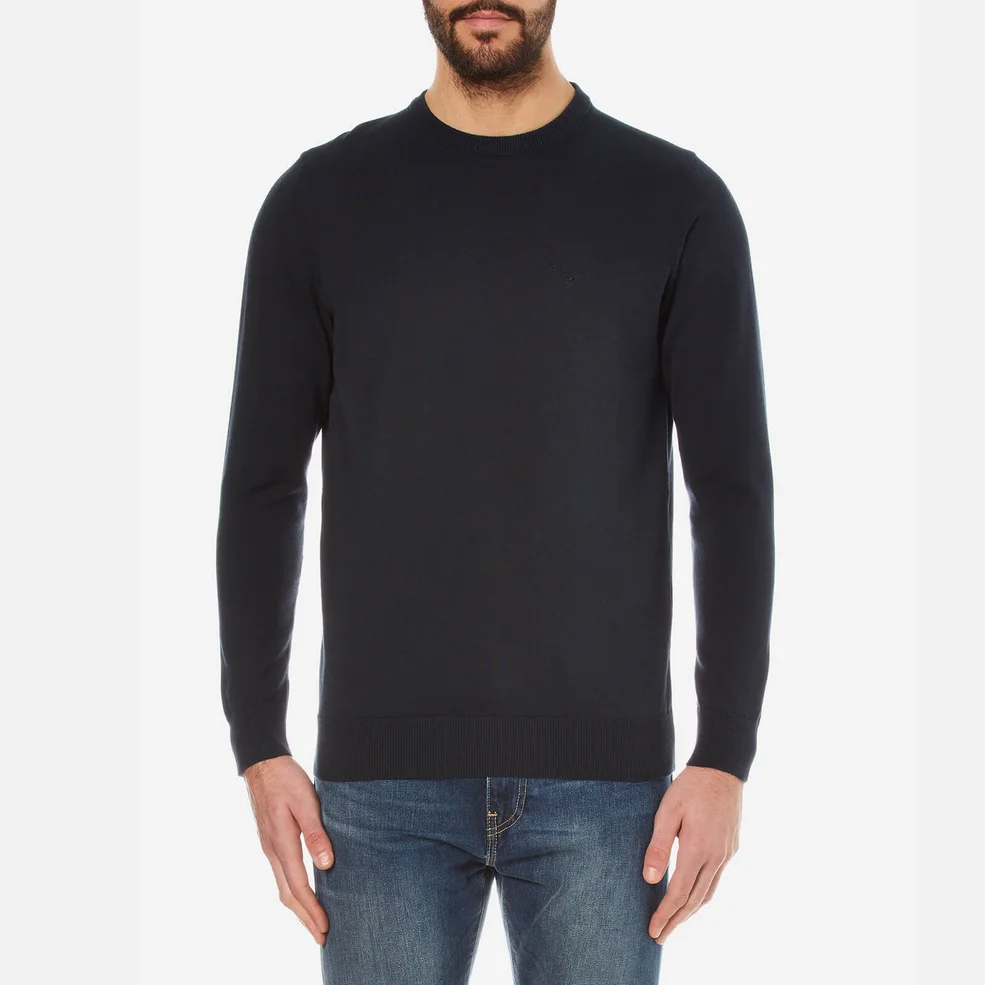 Barbour Men's Pima Cotton Crew Knitted Jumper - Navy Image 1