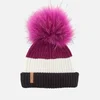 BKLYN Women's Merino Wool Hat with Fuchsia Pink Pom Pom - Black/White/Wine - Image 1