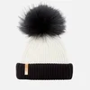 BKLYN Women's Merino Wool Hat with Black Pom Pom - White/Black - Image 1