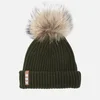 BKLYN Women's Merino Wool Hat with Natural Pom Pom - Army Green - Image 1