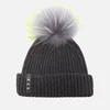 BKLYN Women's Merino Wool Hat with Grey/Lime Pom Pom - Charcoal - Image 1