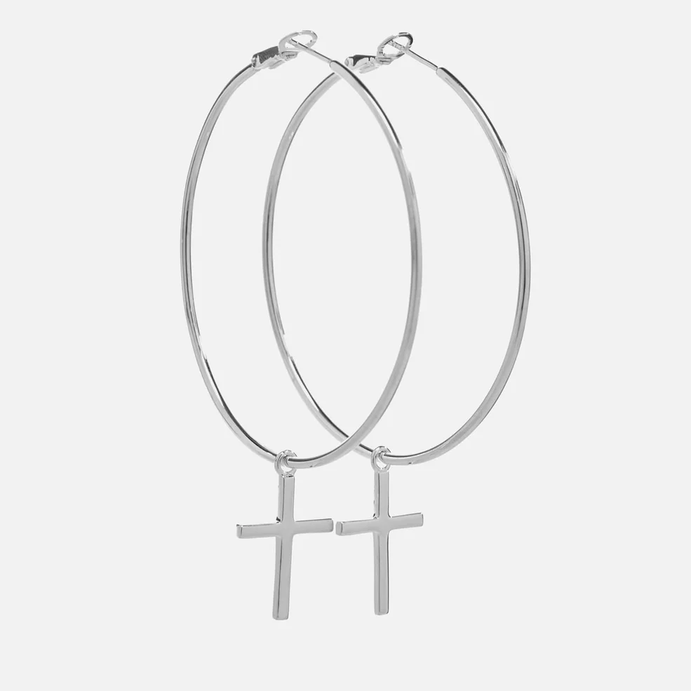 Kiki Minchin Women's Cross Hoop Earrings - Silver Image 1