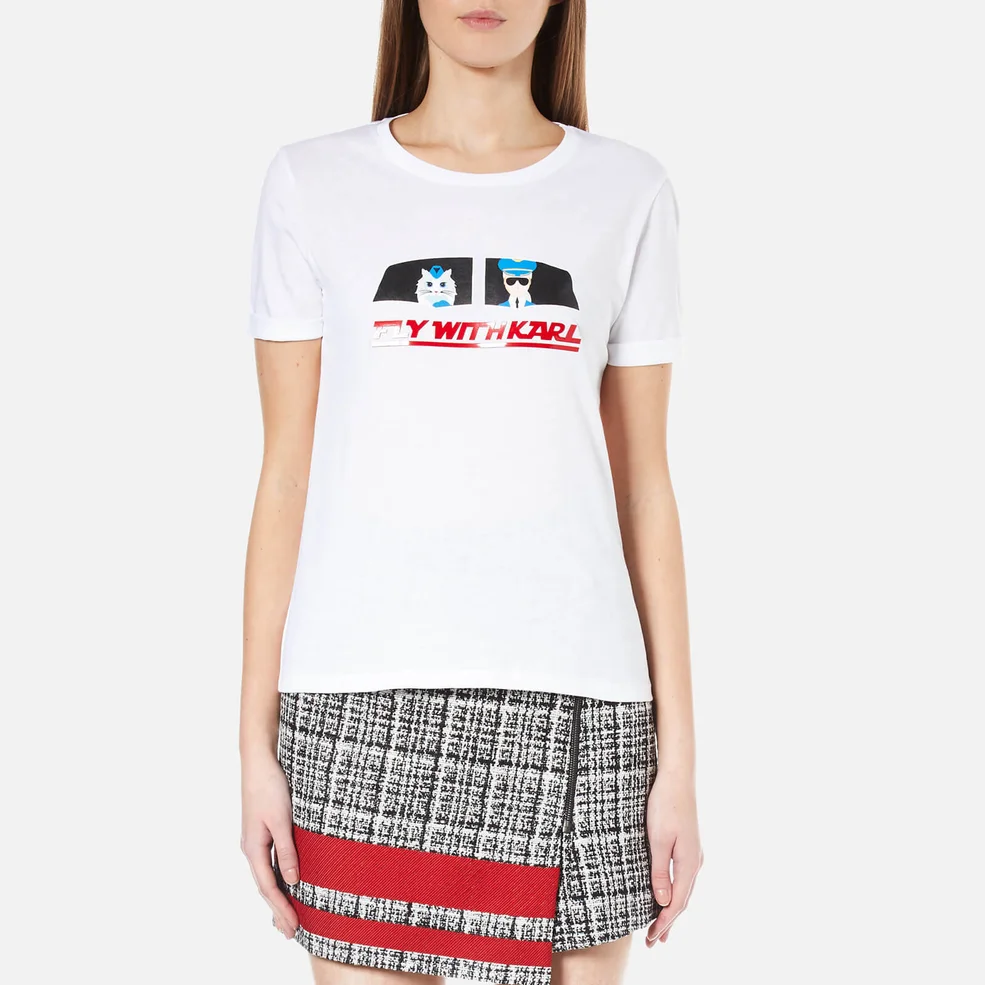 Karl Lagerfeld Women's Fly with Karl T-Shirt - White Image 1