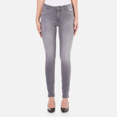 Karl Lagerfeld Women's Studded Slim Fit Denim Jeans - Grey