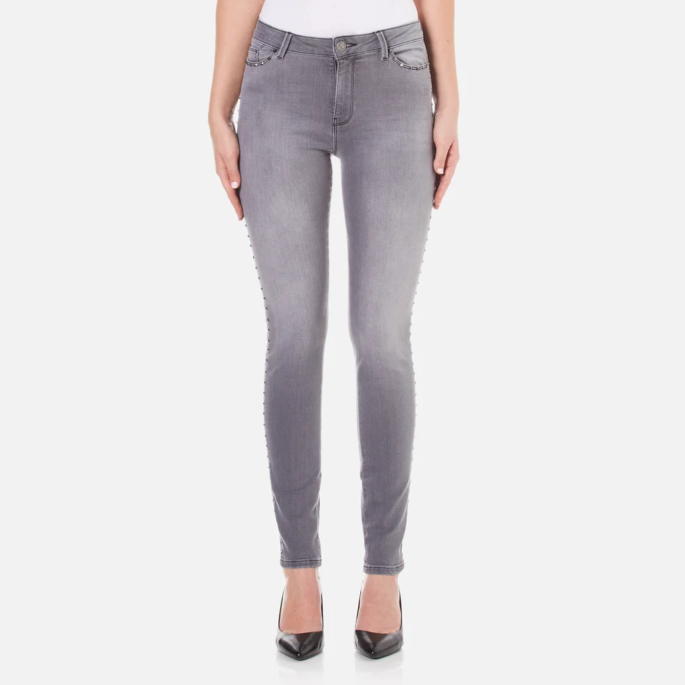 Karl Lagerfeld Women's Studded Slim Fit Denim Jeans - Grey Image 1