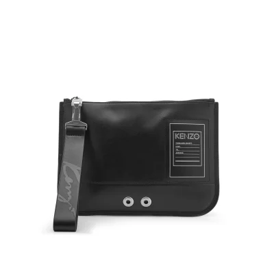 KENZO Men's Leather Zip Pouch Bag - Black