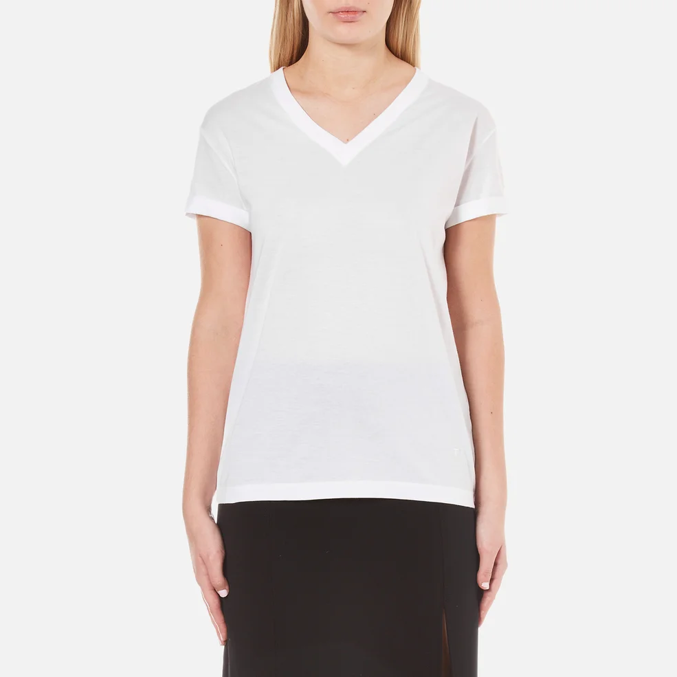 T by Alexander Wang Women's Superfine Jersey Short Sleeve V Neck T-Shirt - White Image 1