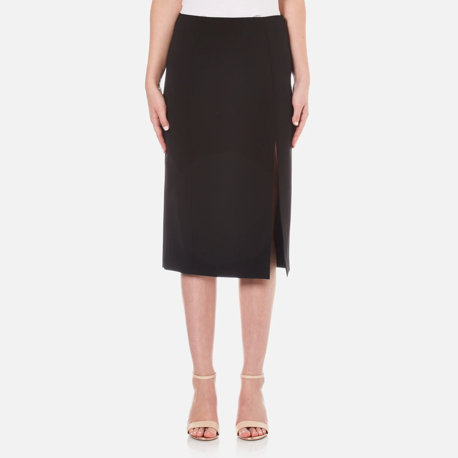 T by Alexander Wang Women's Stretch Poly Twill Slick Pencil Skirt with Slit - Black Image 1