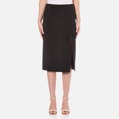 T by Alexander Wang Women's Stretch Poly Twill Slick Pencil Skirt with Slit - Black