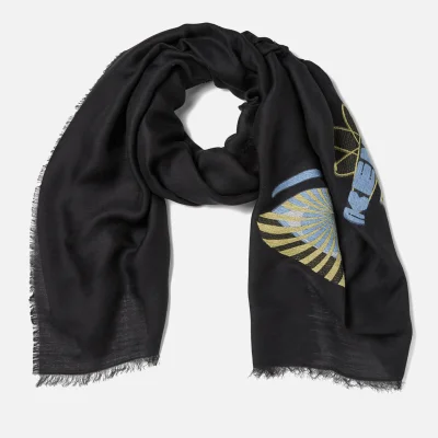 KENZO Icons Jaquard Fil Coupe Scarf - Black