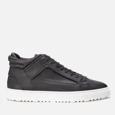 ETQ. Men's Mid Top 2 Rubberised Leather Trainers - Black