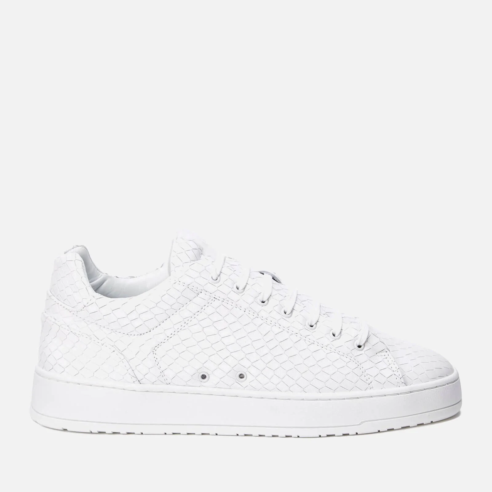 ETQ. Men's Low Top 4 Embossed Leather Trainers - Ice Python Image 1